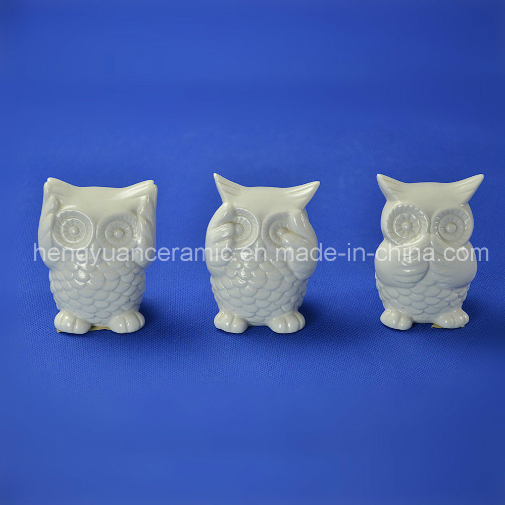 Ceramic Owl Design Samll Figurines for Home Decoration