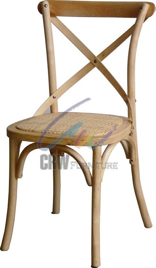 Natural Birch Wood Cross Back Chair for Restaurant