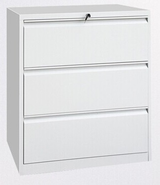 White Metal Lateral Filing Cabinet with Lock