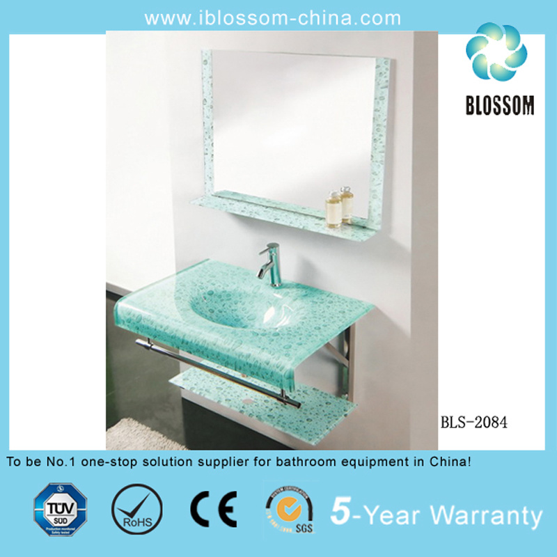 Water Transfer Printing Process Wall-Hung Glass Wash Basin (BLS-2084)