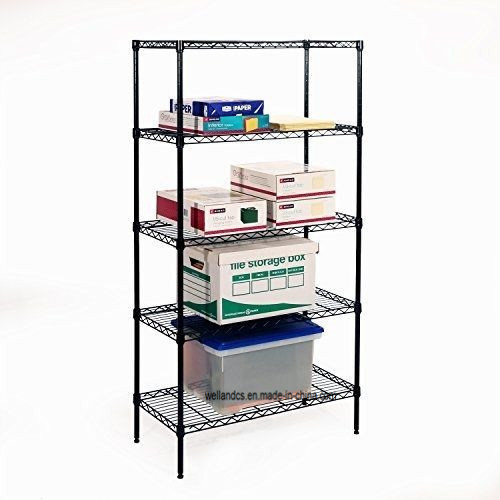 Durable 5 Layer Adjustable Office Storage Wire Shelf Rack Metal Shelving