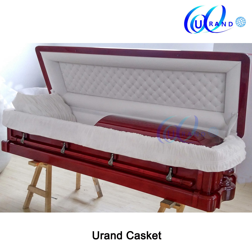 High Gloss African Mahogany Luxury Velvet Casket and Coffin