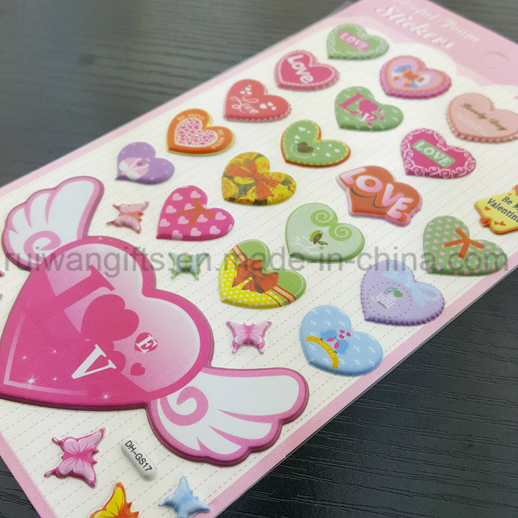 Wholesale Decor Kids Sponge Bubble Foam Sticker in Love Shape