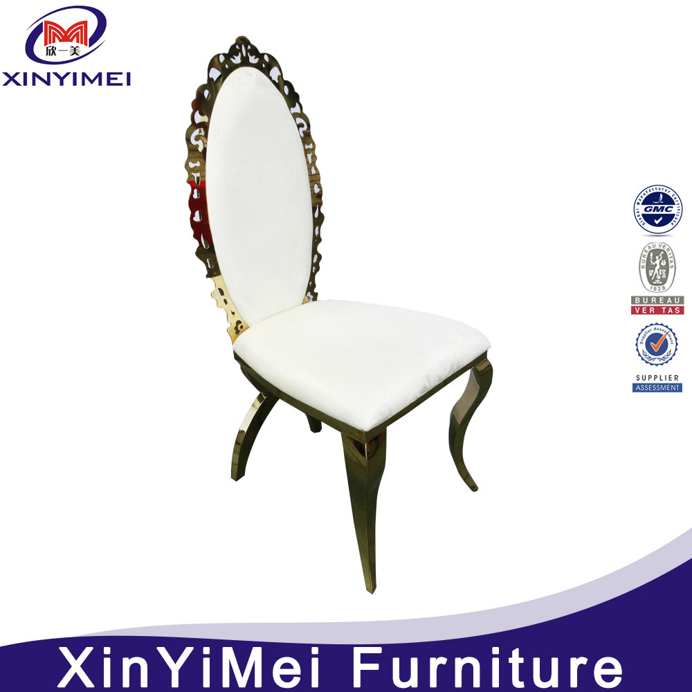 New Style Low Price White Leather Gold Stainless Steel Chair, Wholesale Wedding and Event Chairs