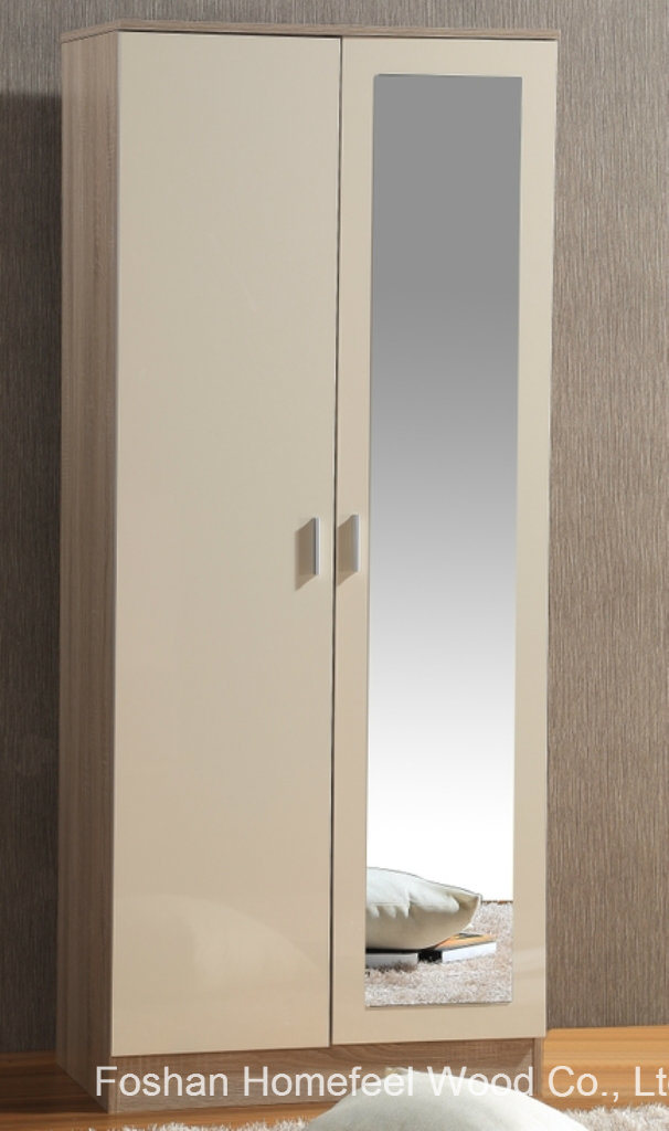 Ottawa High Gloss 2 Door Wardrobe Closet with Mirror