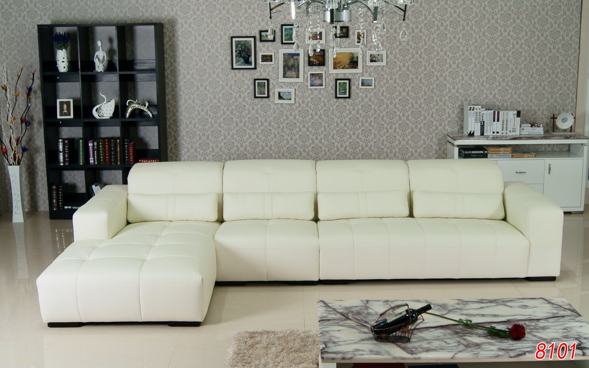 Comfortable L Shape Whole Seat Leather Sofa