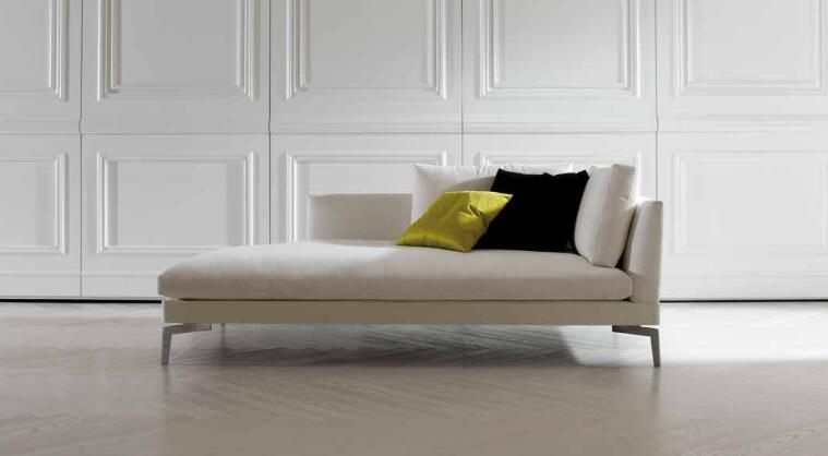 Small Chaise Sofa Fabric Sofa for Living Room in White