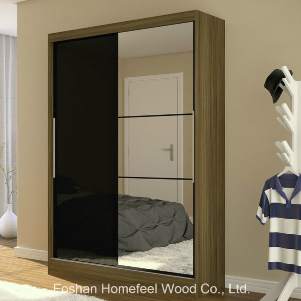 Wooden Bedroom Furniture Sliding 2 Door Wardrobe with Mirror (WB31)