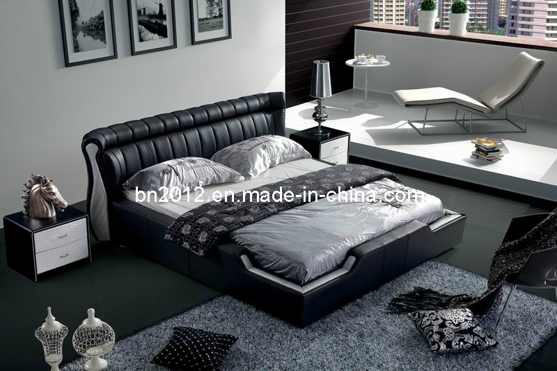 Bedroom Furniture Genuine Leather Bed (SBT-5837)