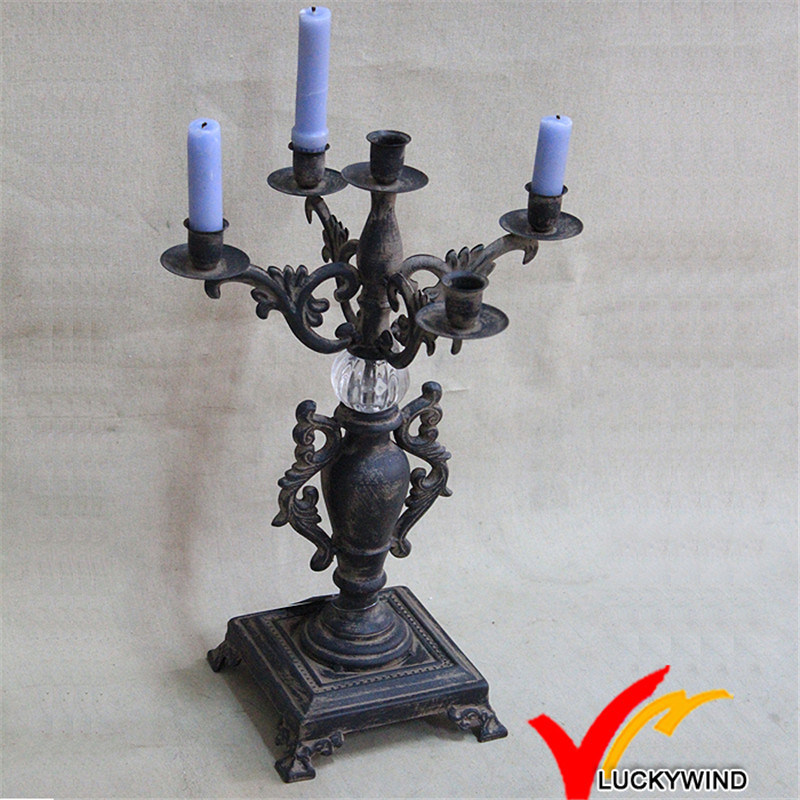 Shabby Chic Antique Black Decorative Iron Candelabras