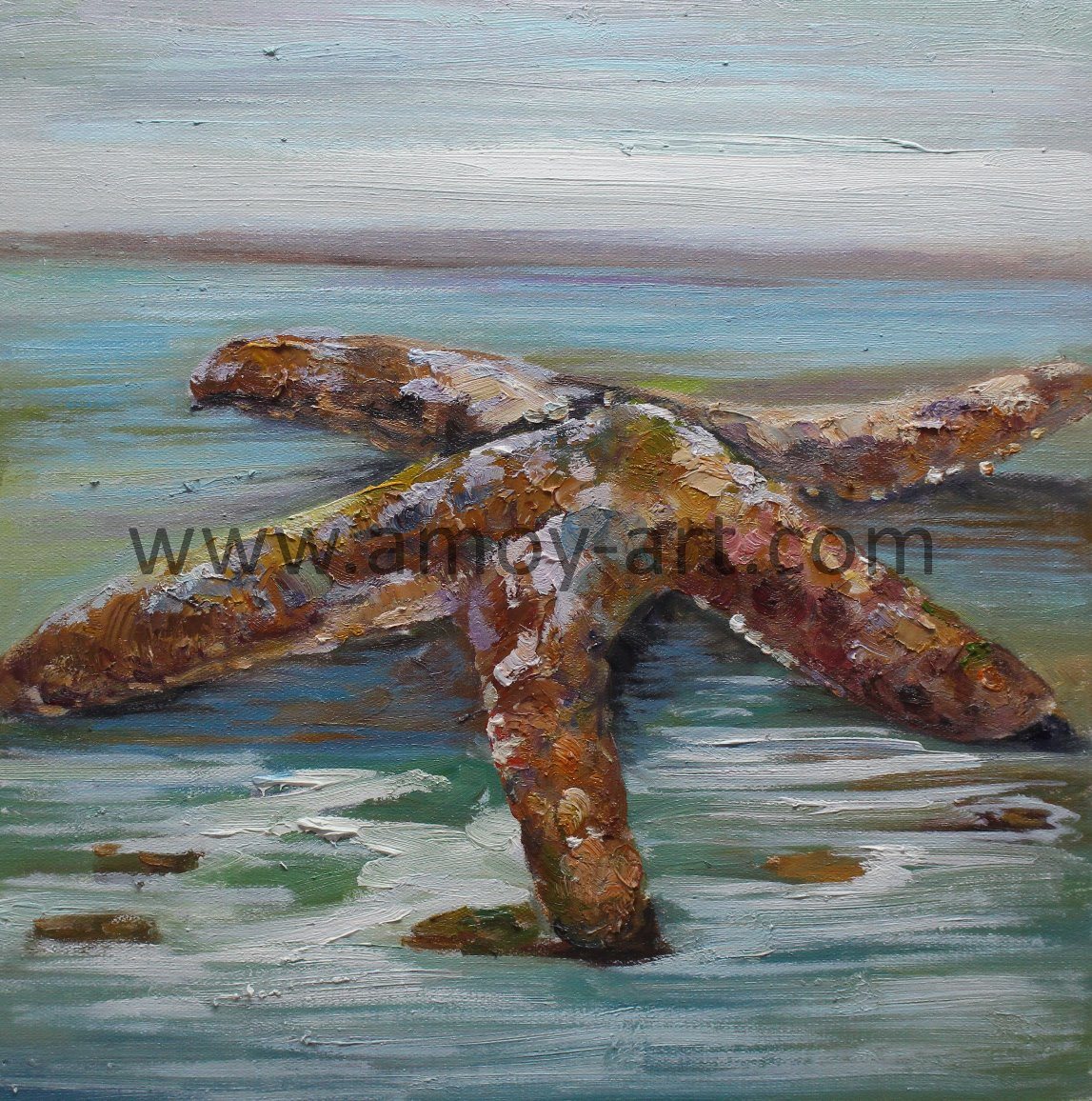 Wholesale Handmade Sea Star Oil Paintings on Canvas for Home Decor