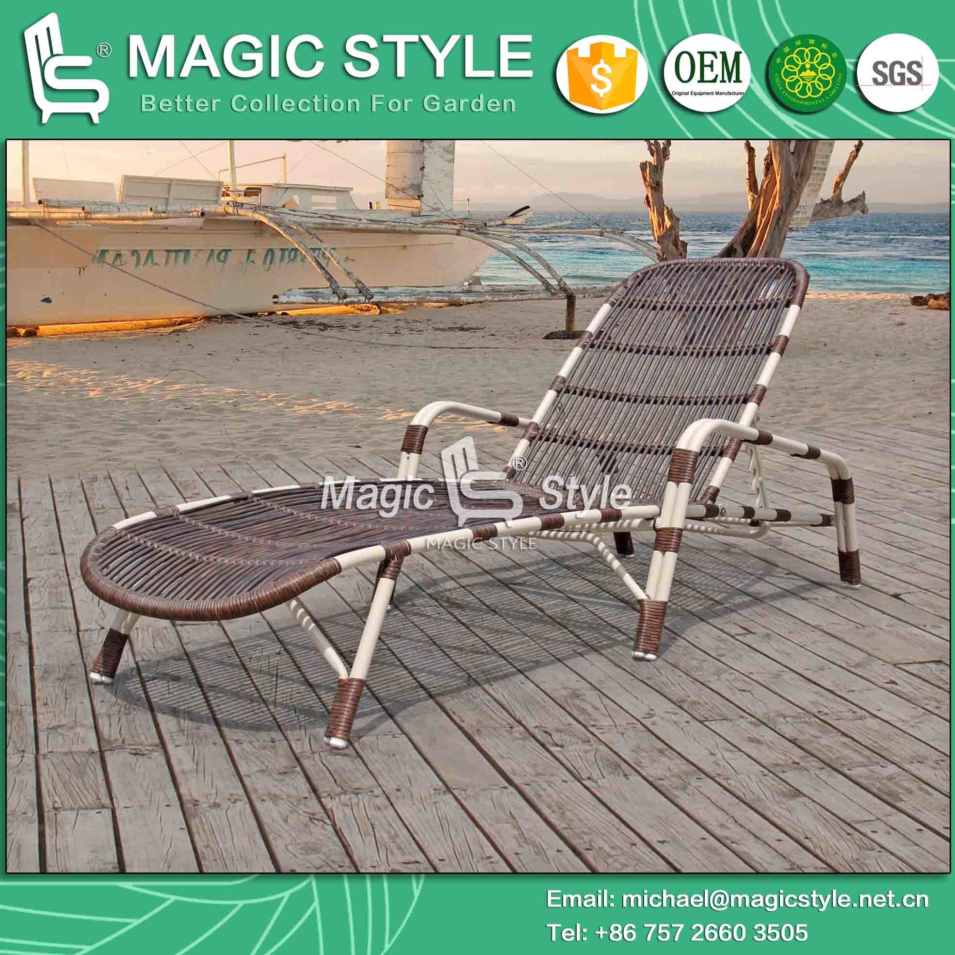 Sunlounger Sunbed Lounge Rattan Sunbed Wicker Sunlounger (Magic Style)