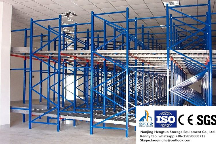 Flow-Through Racking for Stacking Warehouse Storage Shelf