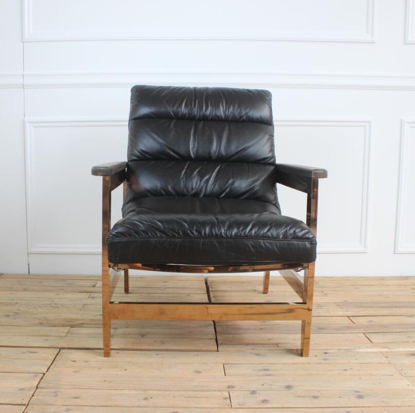 Living Room Black Leather Leisure Chaise Lounge Chair