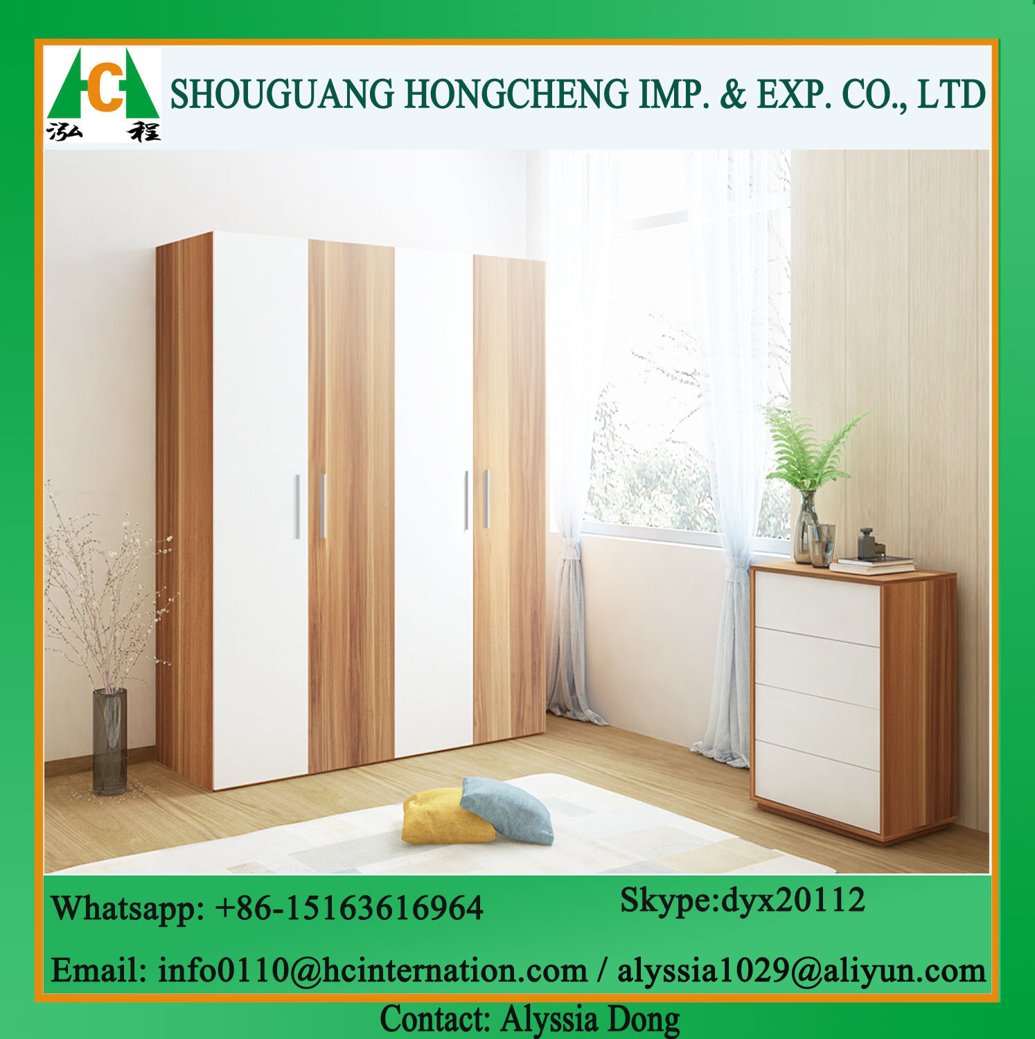 Wooden Melamine Bedroom Wardrobe for Hotel Project