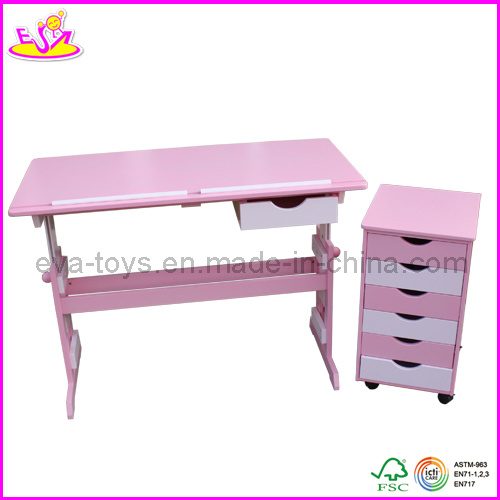 Wooden Children Furniture Set - Adjustable Desk and Cabinet (W08G077)