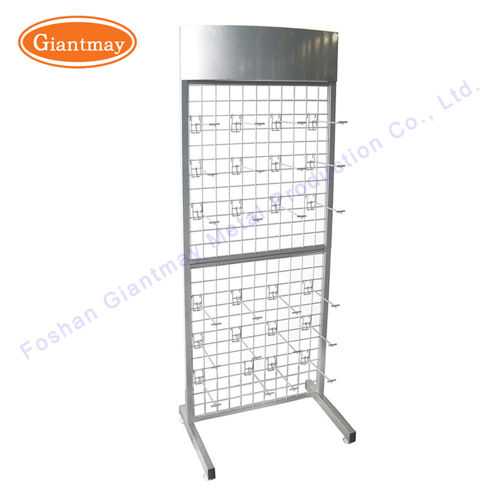 Wholesale Metal Floor Standing Wire Mesh Panel Hanging Display Rack Shelving