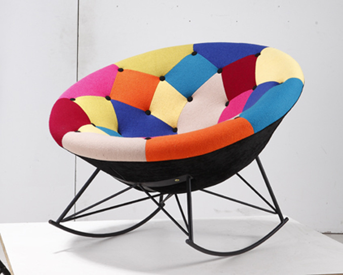 Patchwork Metal Base Restaurant Chair