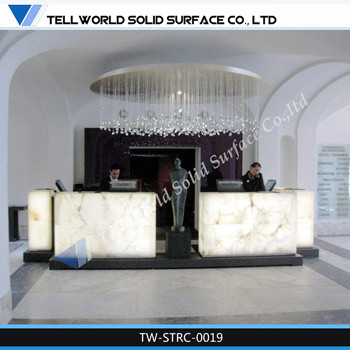 Modern Design Acrylic Solid Surface Reception Desk/ Curved Reception Desk