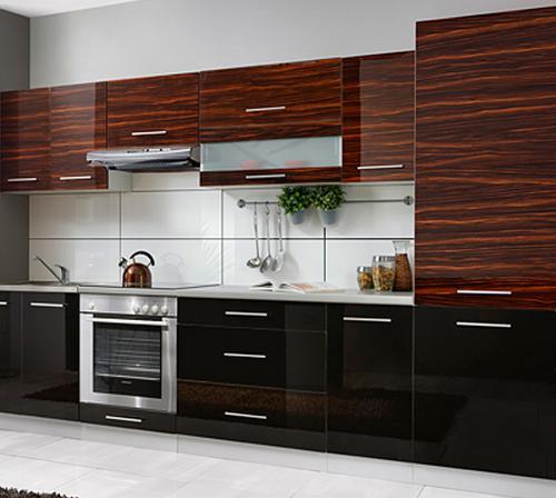 China Glossy Woodgrain Shaker Plastic Kitchen Cabinet (ZHUV)