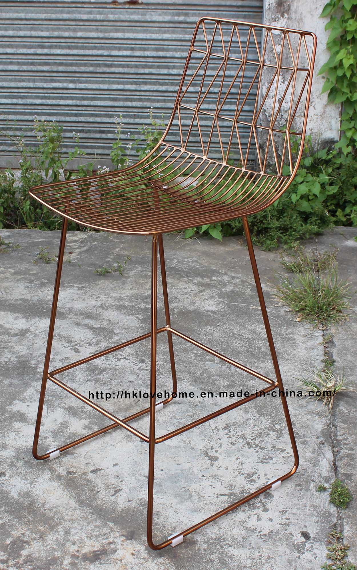 Metal Dining Leisure Garden Side Wire Bar Restaurant Chairs