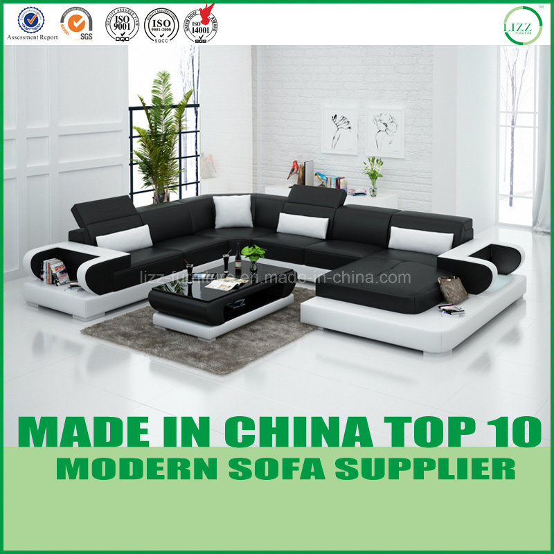 Modern Home Furniture Genuine Leather Corner Sofa Bed