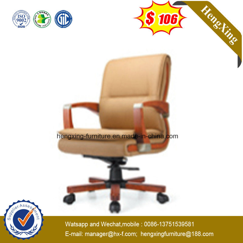 Solid Wood Foot Swivel Executive Leather Office Chair (NS-064B)