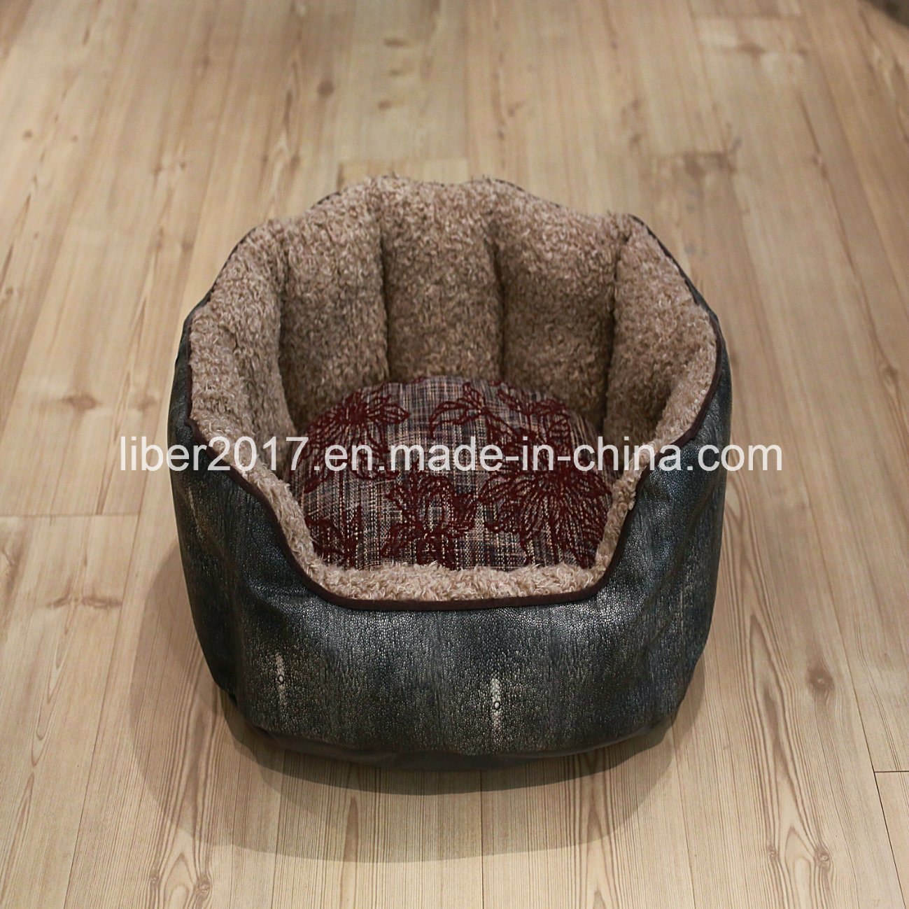 Special Leather Round Soft Luxury Dog Bed (YF75078)