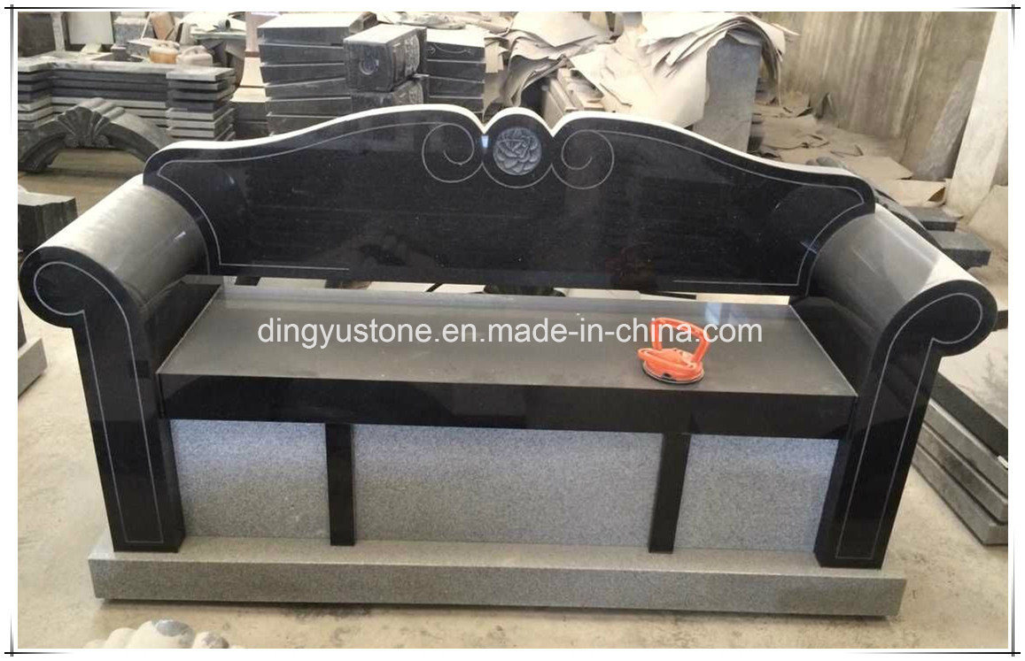 Best Quality Black Granite Bench Monuments in Cemetery Garden