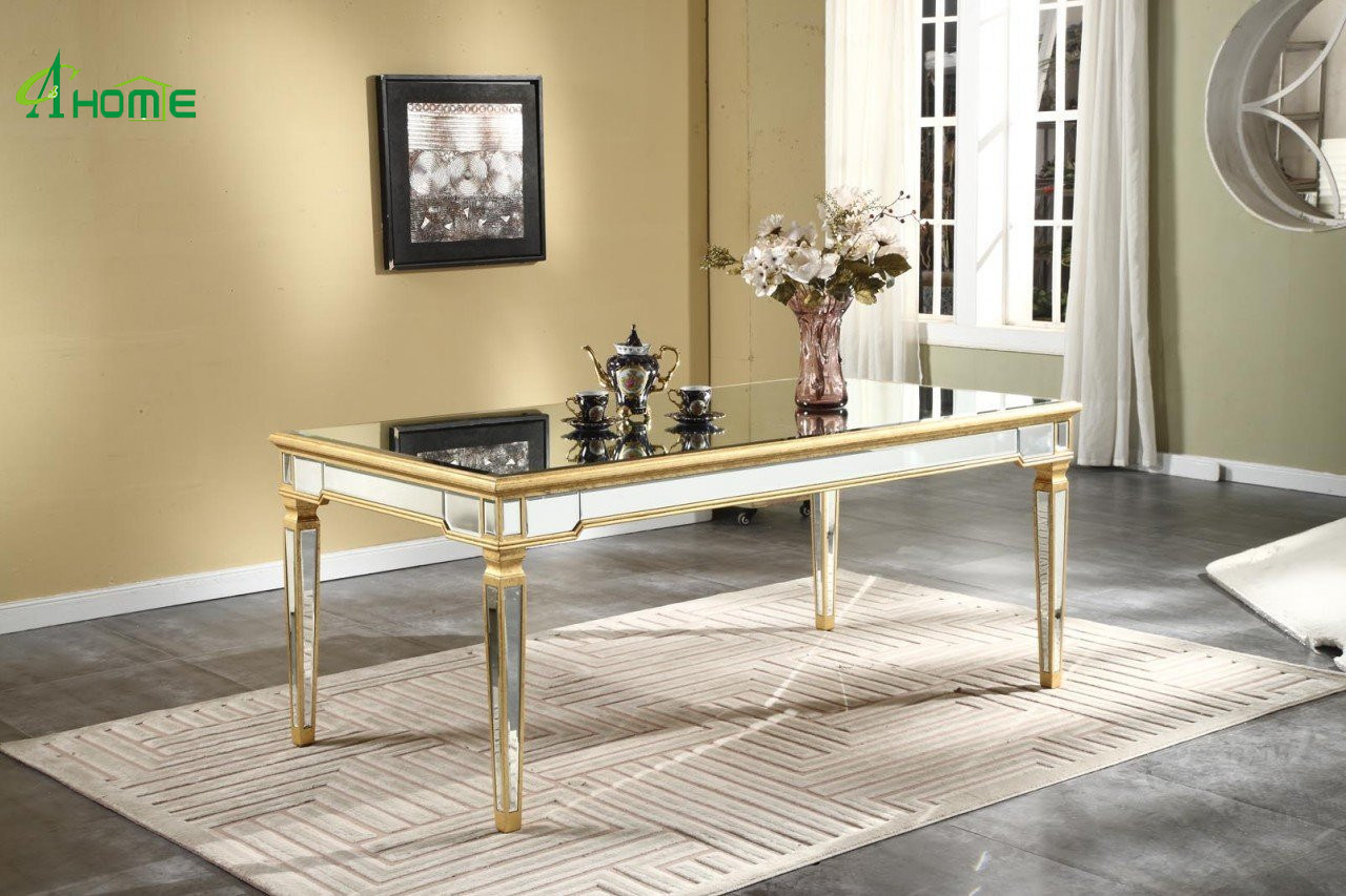 Modern Big Size Chinese Home Glass Mirror Dining Table