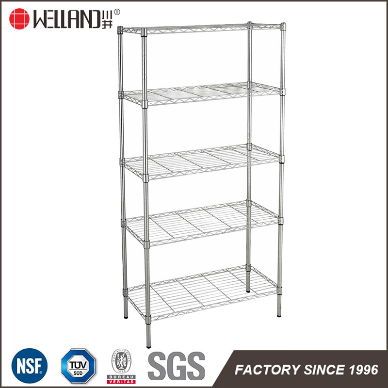 DIY 4 Tiers Adjsutable Light Duty Chrome Metal Wire Book Rack for Office 900*450*1800