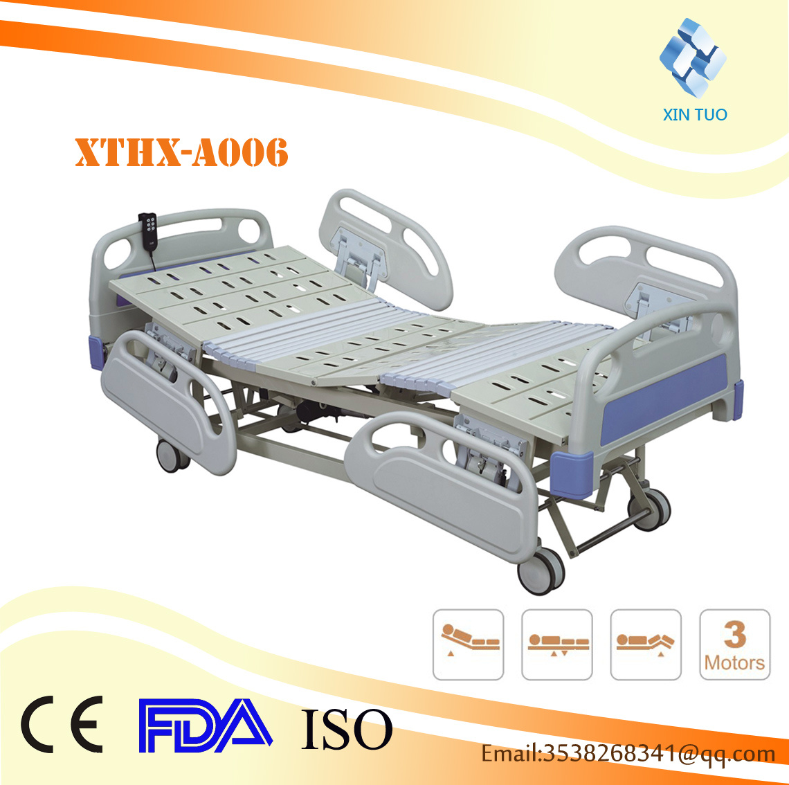 Superior Quality Luxury Three Function Electric Hospital Bed