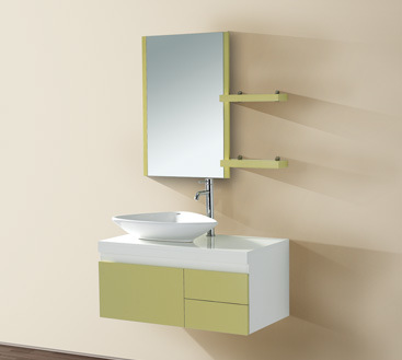 Yellow Solid Wood Bathroom Cabinet