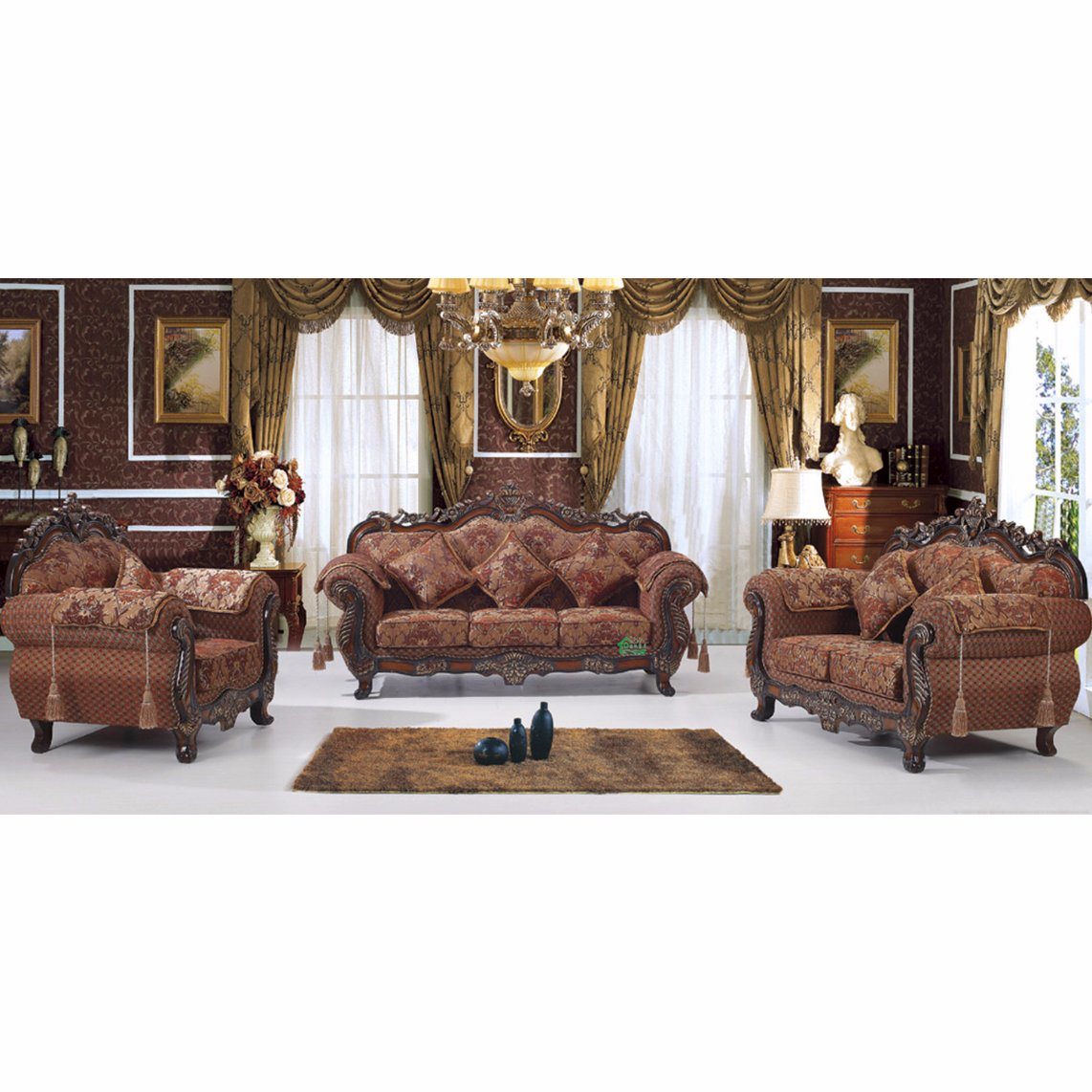 Fabric Sofa Set / Living Room Sofa / Wooden Sofa (929A)