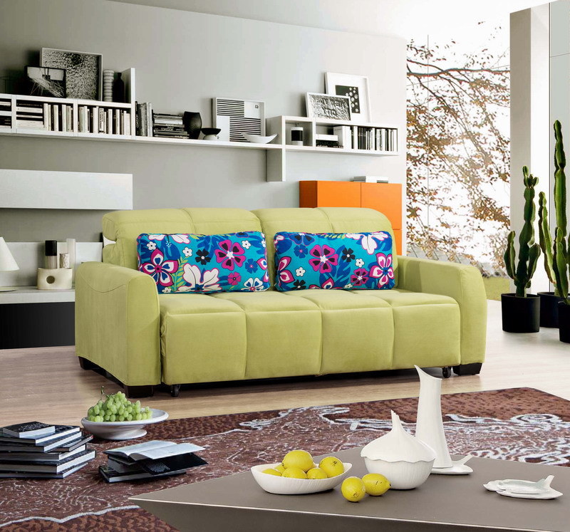 Modern Fabric Sofa Cum Bed with Adjustable Backrest