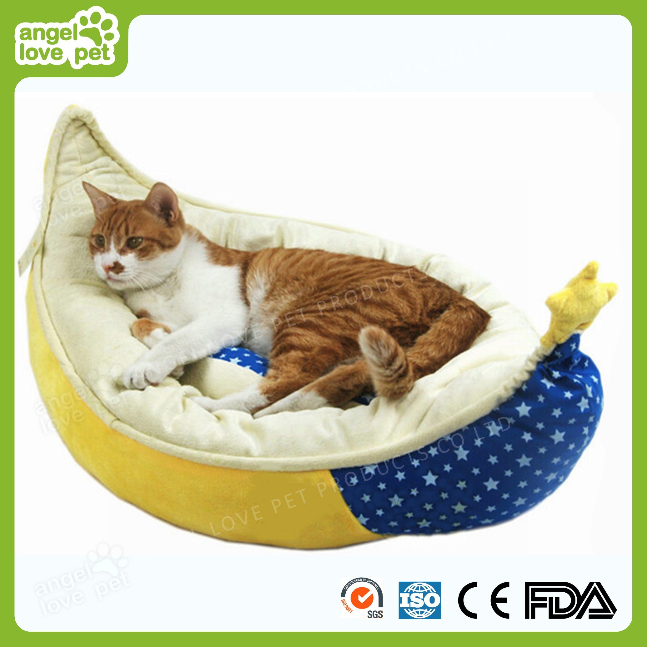 Half-Moon Shape Soft Plush Round Pet Dog Bed