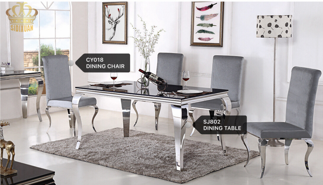 2017 Stainless Steel Legs Marble Top Dining Table From Foshan Industry Sj802