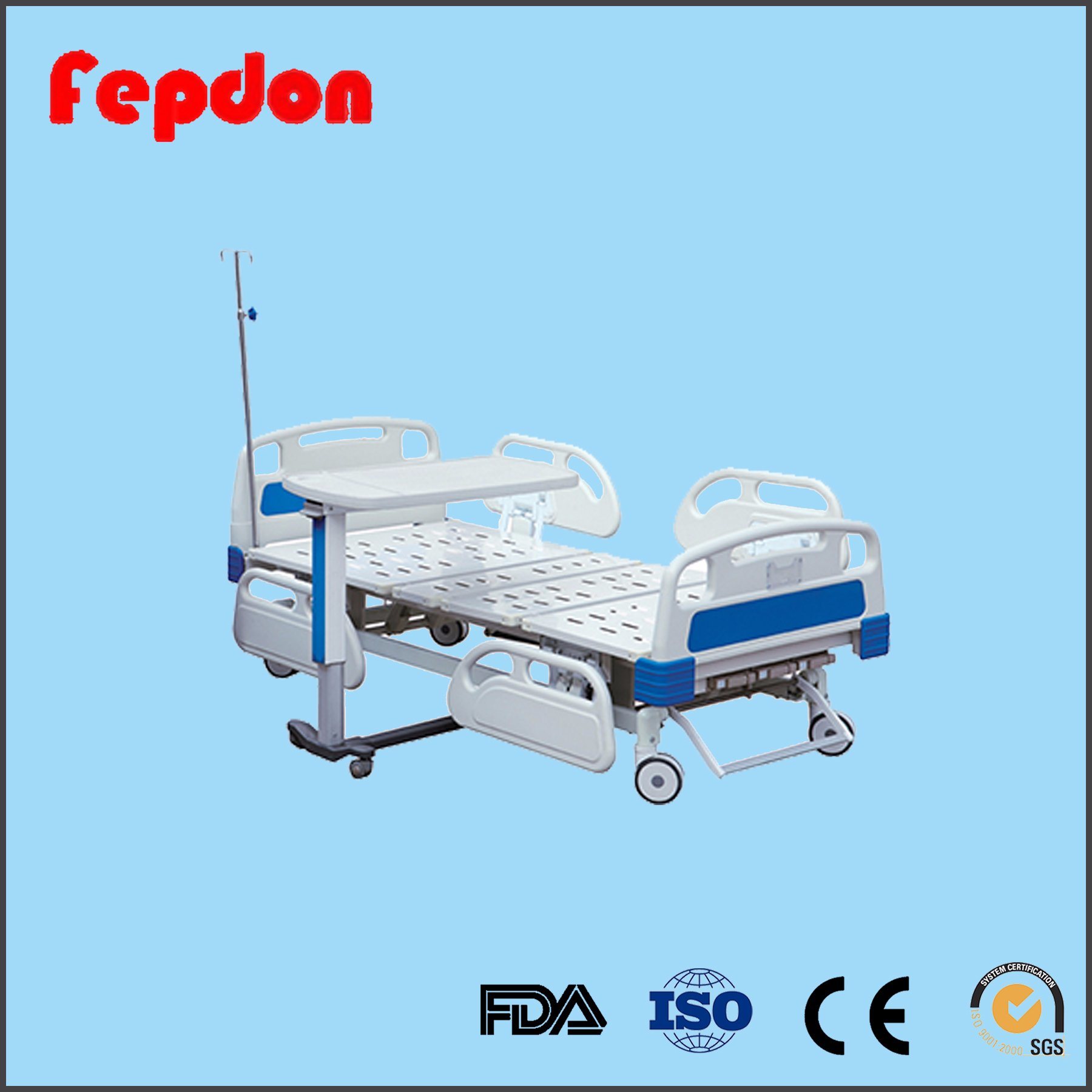 Manual Operated Three Function Manual Hospital Bed Patient Bed (HF-838A)