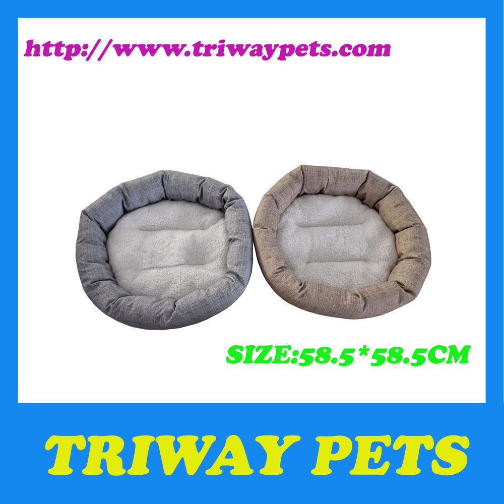 Round Soft Flannel Dog Bed (WY161010)