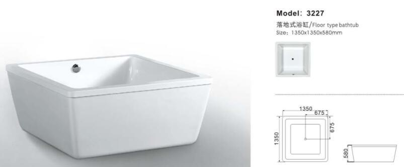 Hot Freestanding Home Used Square Bathtub