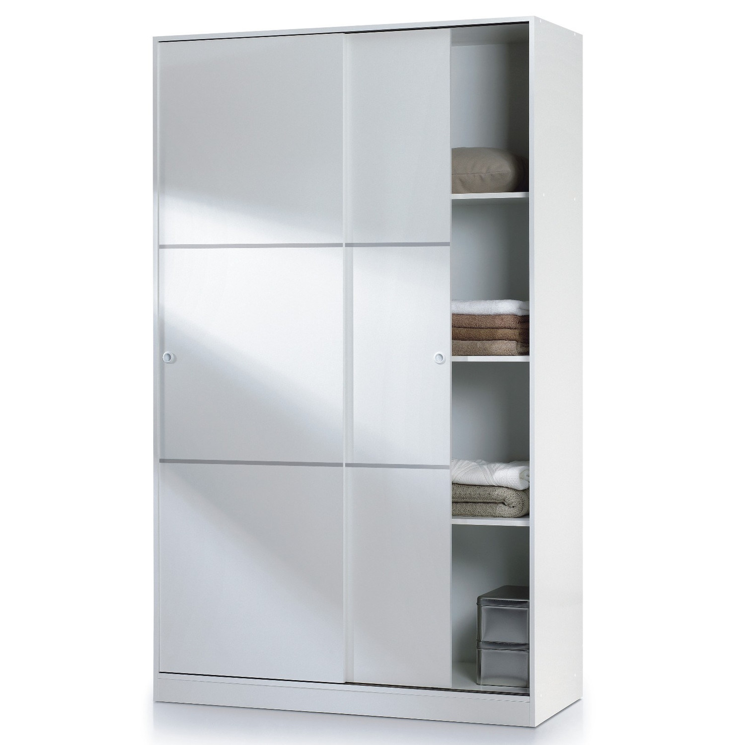 White High Gloss Bedroom Furniture 2 Sliding Door Wardrobe (WB41)