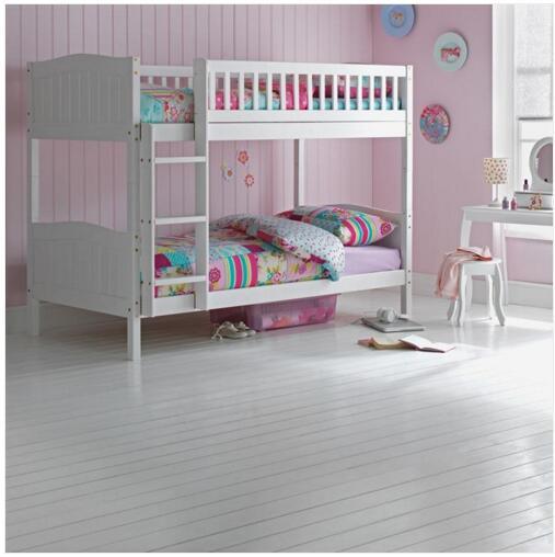 Children Wooden Bunk Bed White 3FT