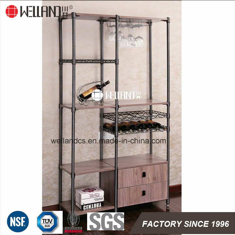 2017 New Design Adjustable Wine Storage Steel-Wooden Furniture