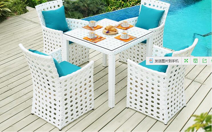 5 Pieces Outdoor Dining Chair Dest Set PE Rattan Furniture