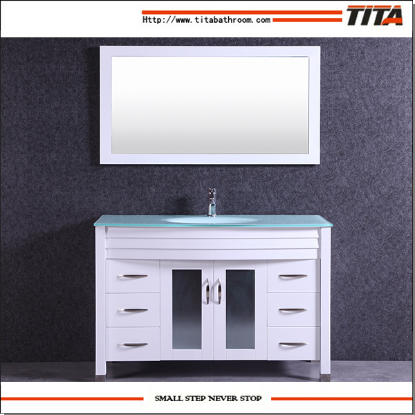 Antique Style Glass Top Bathroom Vanity T9120-48W