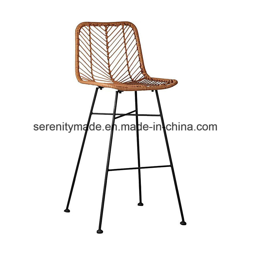 Tropical Modern Loft Style PE Rattan Outdoor High Bar Stools