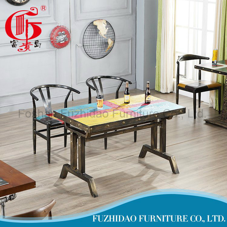 Wooden Colourful Dining Table for Home Restaurant Use