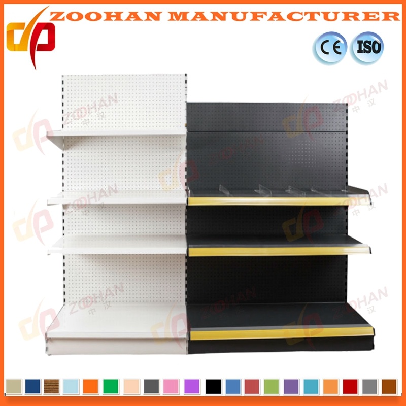 Single Sided Metal Back Holes Supermarket Display Shelf Shelving (Zhs47)