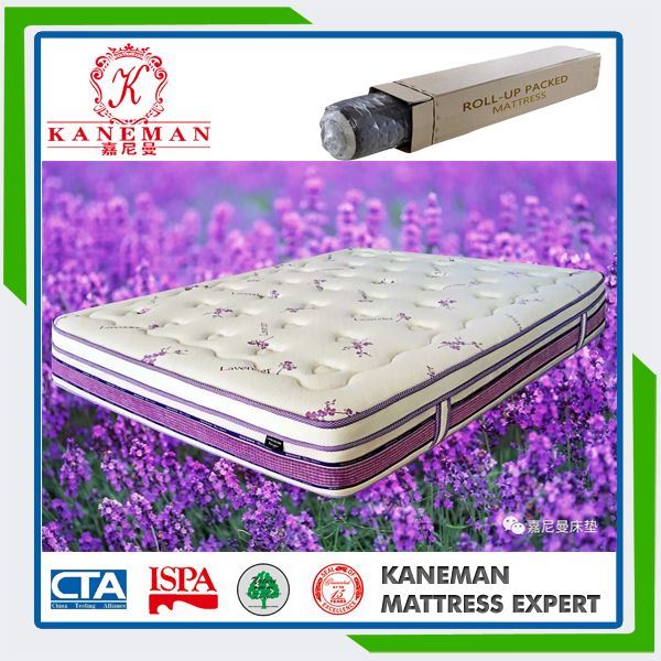 Lavender Fabric Foam Encased Pocket Spring Mattress for Home Use