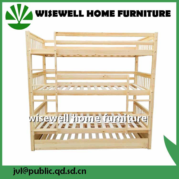 Solid Pine Wood 3 Tier Bunk Bed